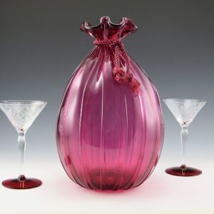 Vintage Cranberry Glass Bag Vase Pre-1970 by Pilgrim Art Glass
