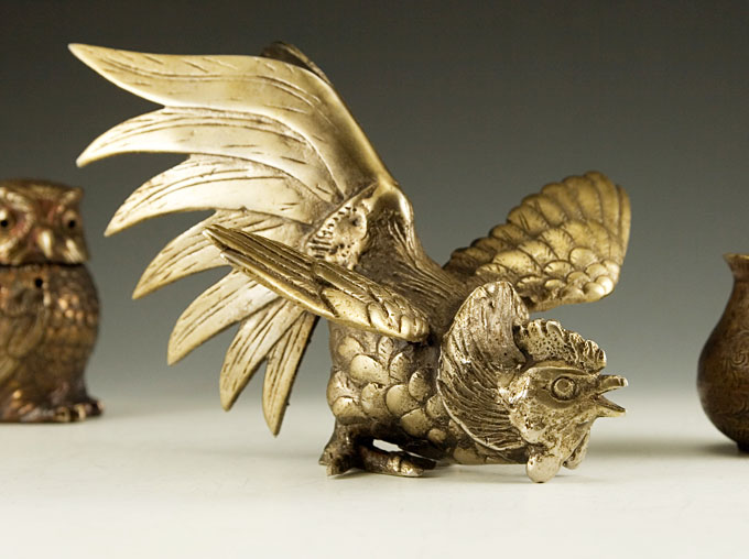 Vintage Brass Figurine - Large Fighting Cock