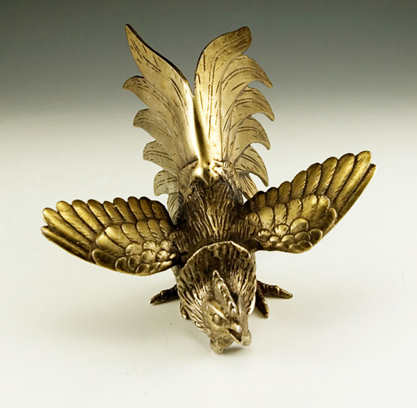 Vintage Brass Figurine - Large Fighting Cock - Image 2