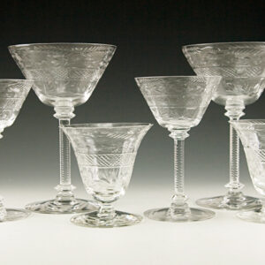 Fine Antique Hand Cut Crystal Stemware Set of Six