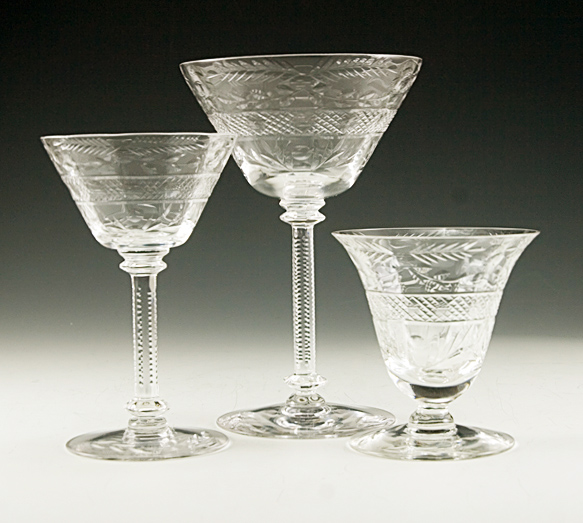 Fine Antique Hand Cut Crystal Stemware Set of Six - Image 3
