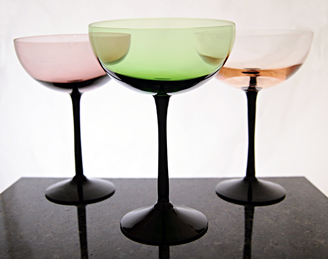 Fine Blown Bohemian Glass Cocktail or Champagne Stem