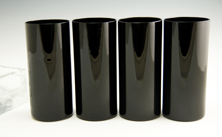 Fine Blown Glass Tall Ebony Tumbler Set