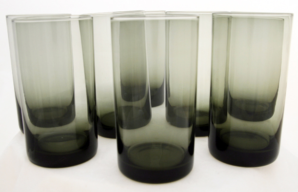 Fine Blown Glass Tumbler Set of 12 in Smoke Olive Black
