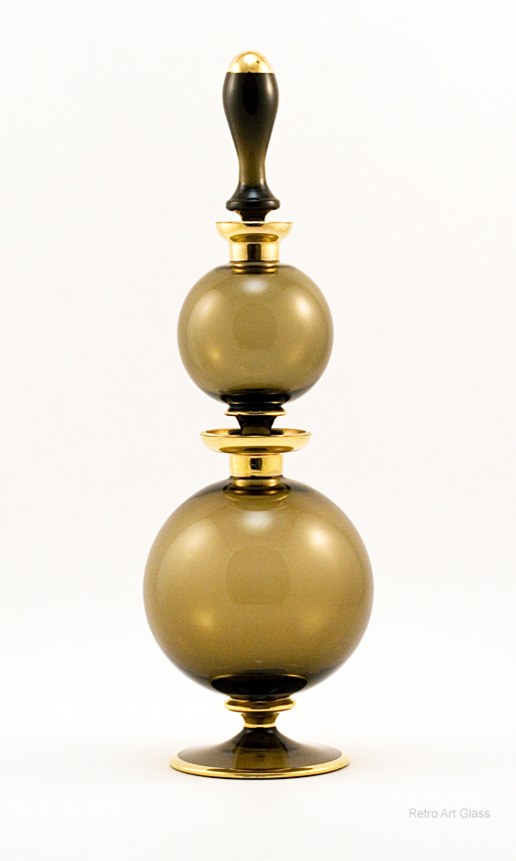 Fine Bohemian Blown Glass Double Bubble Decanter Bottle