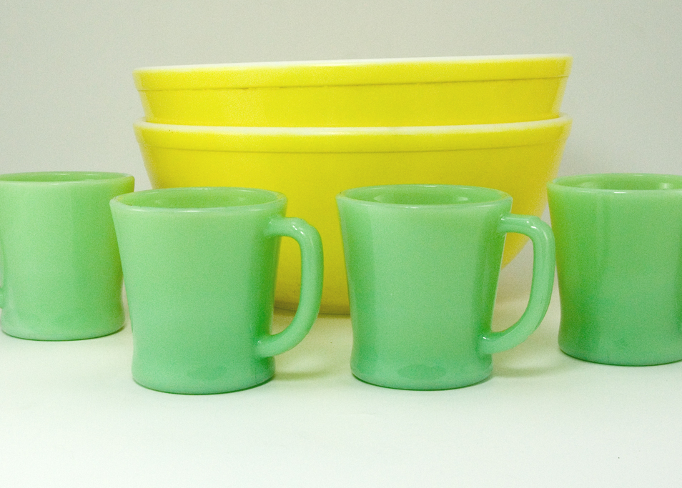 Vintage Fire King Jadeite Mug Set of 6 D Handle - Image 5