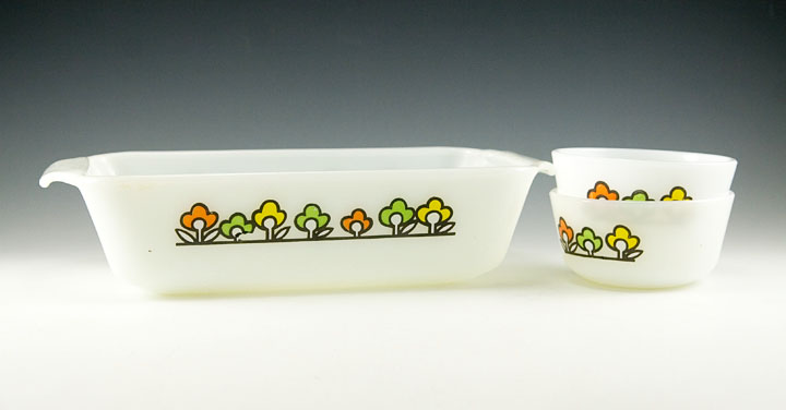 Fire King Kitchen Glass Set in Summerfield Decor