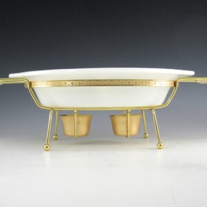 Vintage Fire-King Server and Twin Candle Warmer Unused