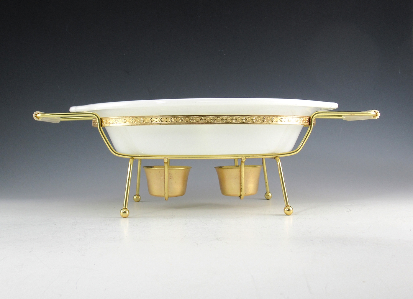 Vintage Fire-King Server and Twin Candle Warmer Unused