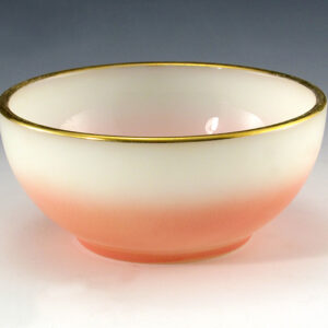 Fire King 1950s Pink and White Chili Bowl Gold Trim