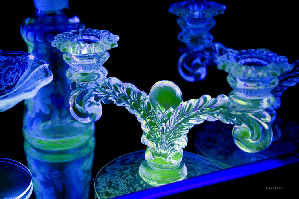 Cambridge Rose Point Etch Crystal Candle Holder Set - Image 6
