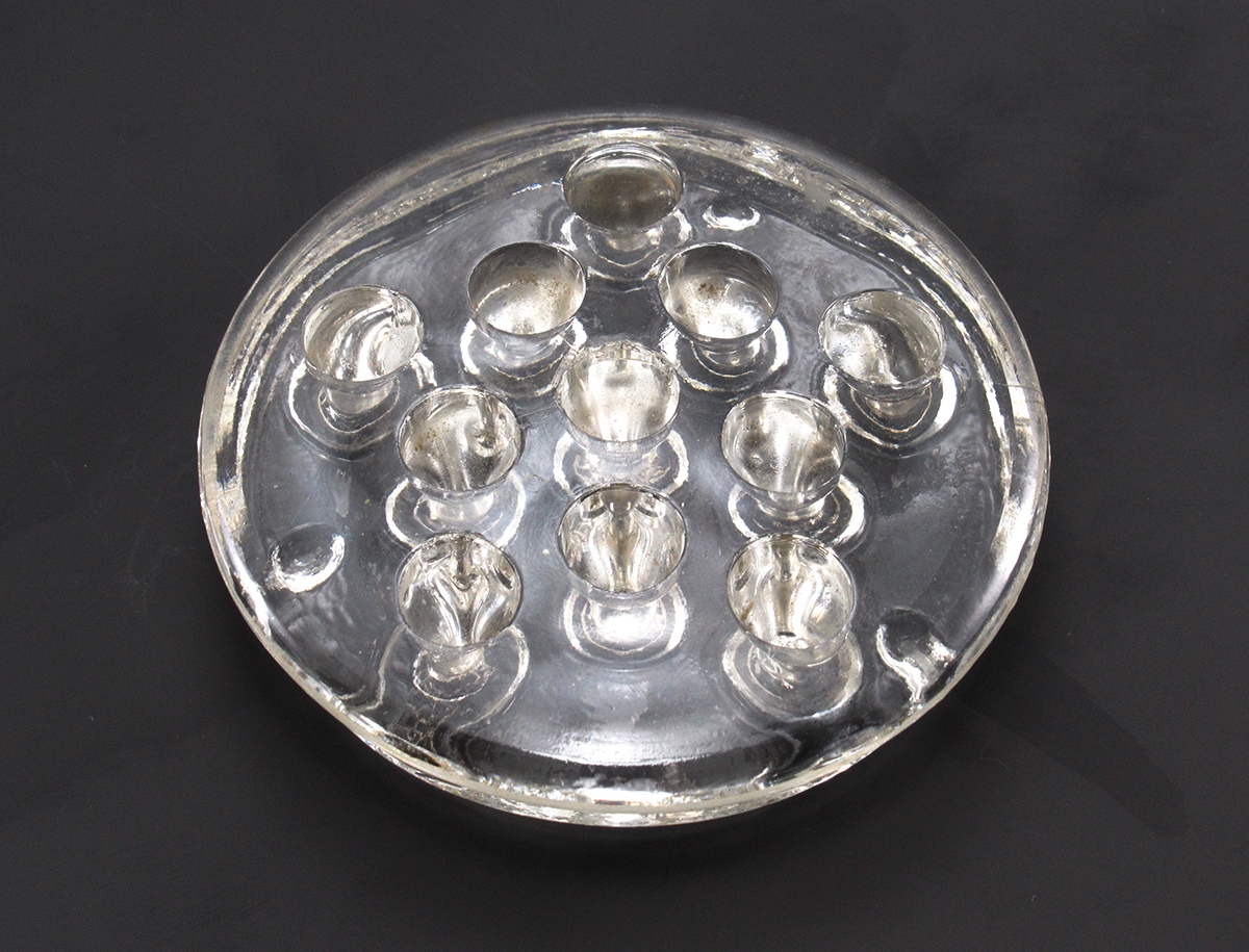 Antique Flower Frog Rimmed 11 Hole with Feet