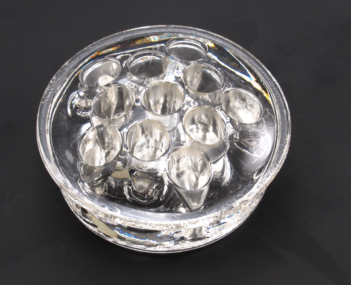 Antique Glass Flower Frog Domed with Rim
