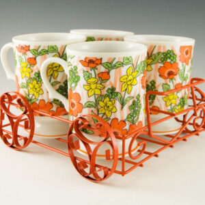 Flower Garden Mugs With Carrier Made in Japan