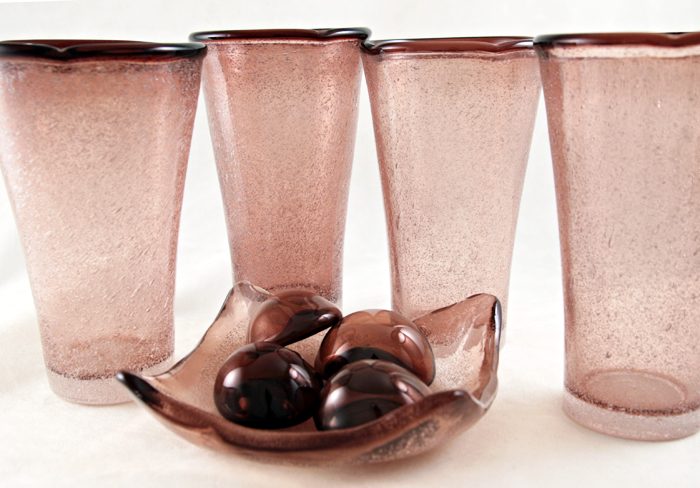 Hand Blown Glass Retro Tumbler Set