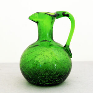 Forest Green Vintage Crackle Glass Window Pitcher