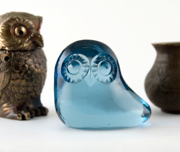 Scarce Vintage Ghost Owl Figurine by Fostoria Glass