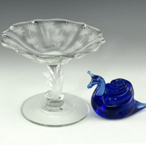 Lido Pattern Elegant Glass Comport Early Mid-20th Century
