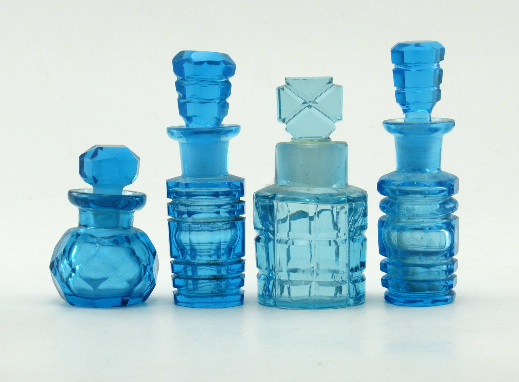 Antique French Glass Scent Bottles Set of Four