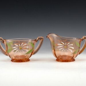 Pink Depression Glass Gay Fad Creamer & Sugar