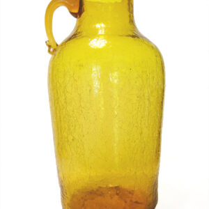 Giant Art Glass Floor Vase Jug in Jonquil Crackle Mid-Century