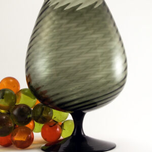 Giant Snifter Vase Spiral Optic in Moss Black Art Glass