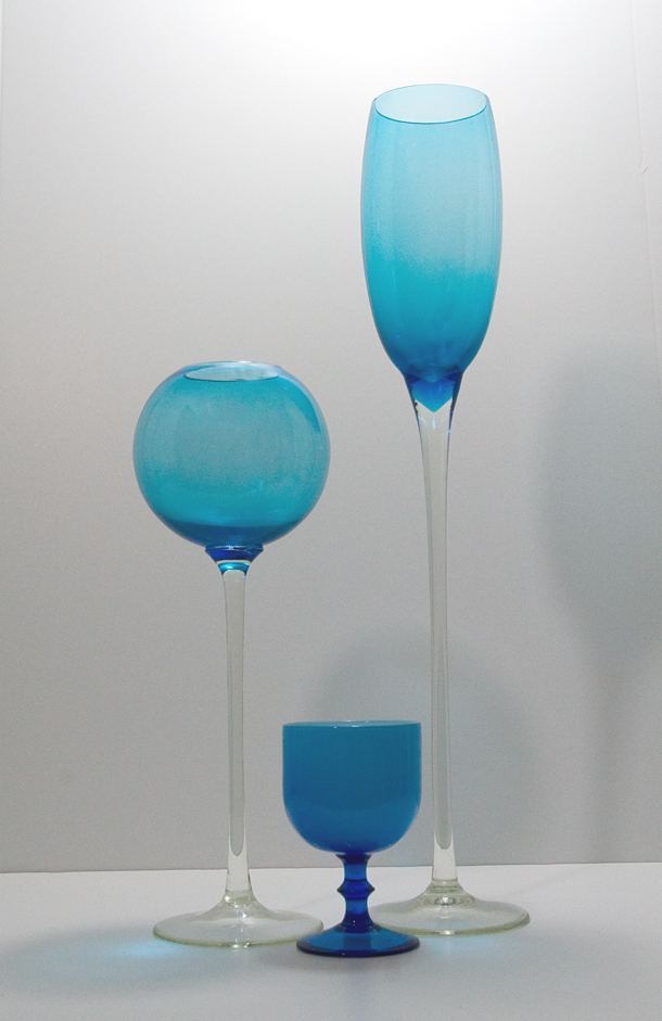 Giant Glass Goblet Vase Set Hand-Blown