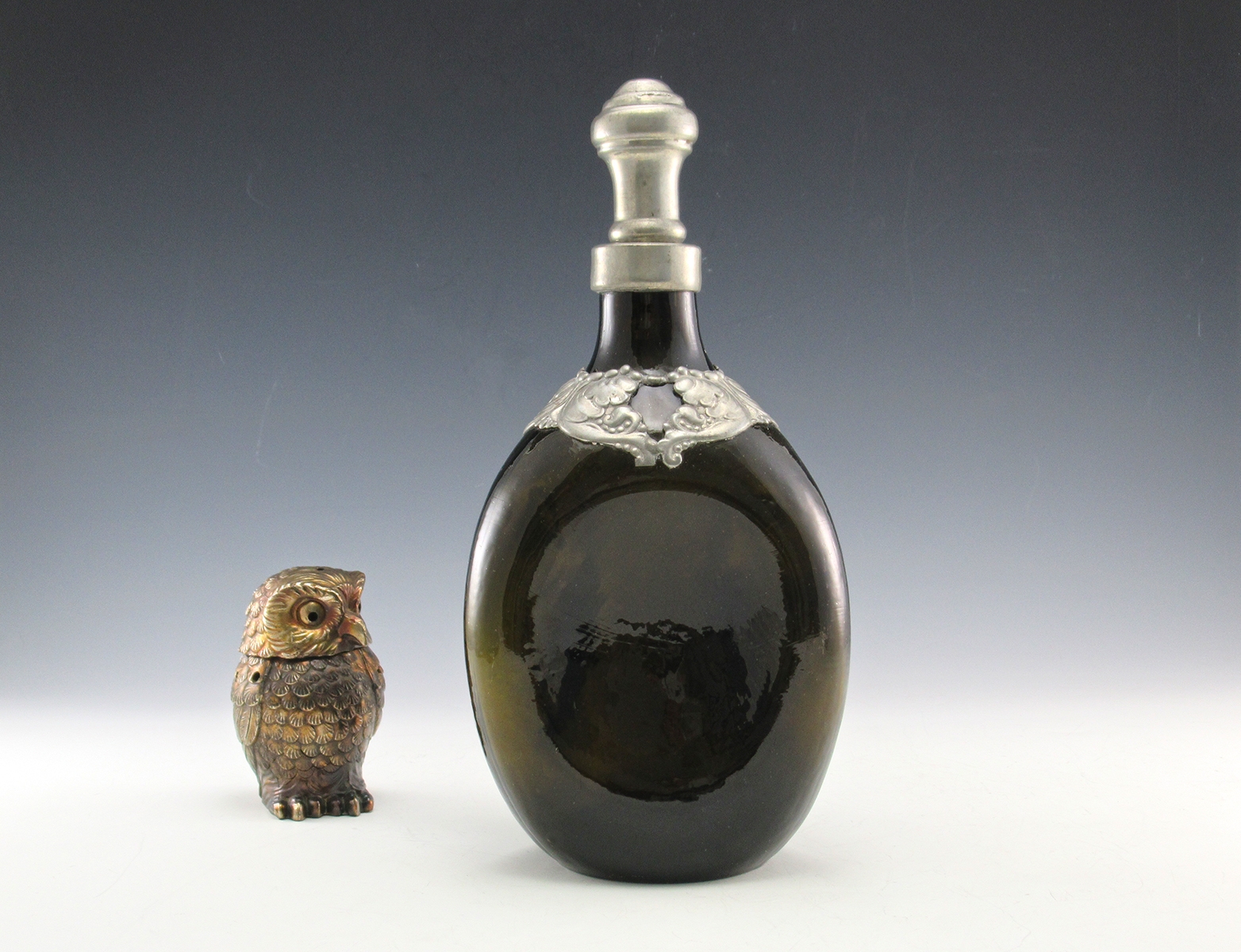 Pinched Decanter from Denmark Glass & Pewter Collar