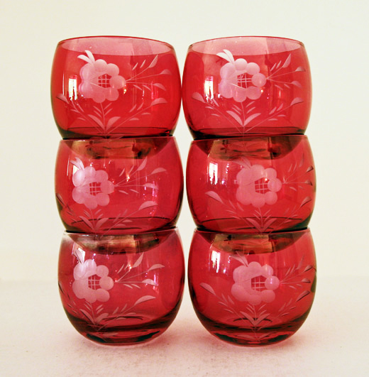 Gold Ruby Glass Art Deco Beverage Set - Image 3