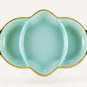 Gold Trimmed Turquoise Serving Dish by Fire King