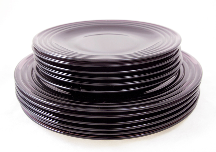 Grape Purple Amethyst Glass Dinner Plate Set