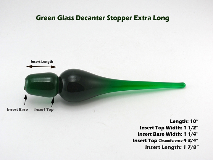 Retro Decanter Stopper Green Teardrop 10" Long - Image 2