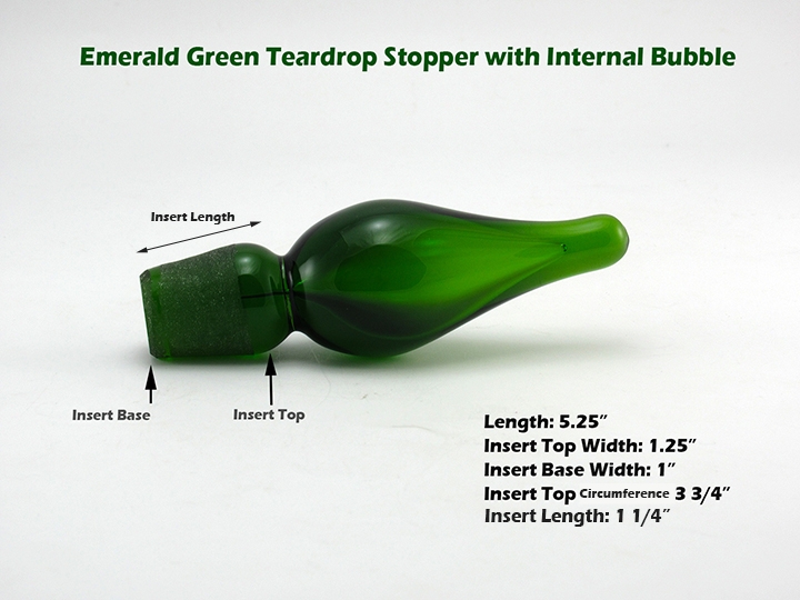 Emerald Green Glass Teardrop Stopper 5.25" Long - Image 2