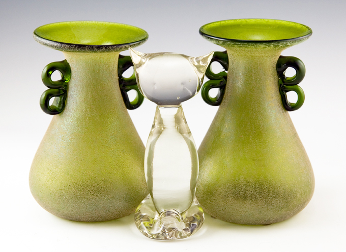 Hand Blown Art Glass Vase Set by Lafiore Spain - Image 3