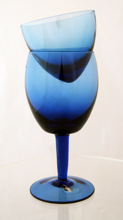 Hand Blown Blue Crystal Covered Goblet - Image 3