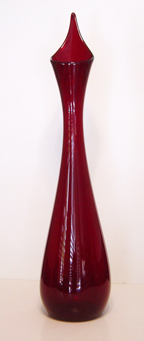 Hand Blown Art Glass Ruby Red Floor Vase