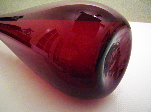 Hand Blown Art Glass Ruby Red Floor Vase - Image 3