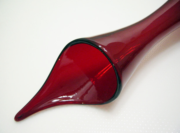 Hand Blown Art Glass Ruby Red Floor Vase - Image 2