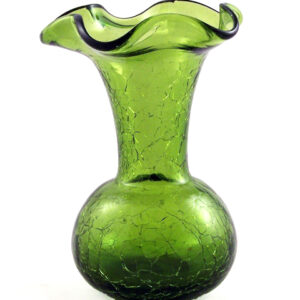 Vintage Crackle Glass Window Vase Hand Blown