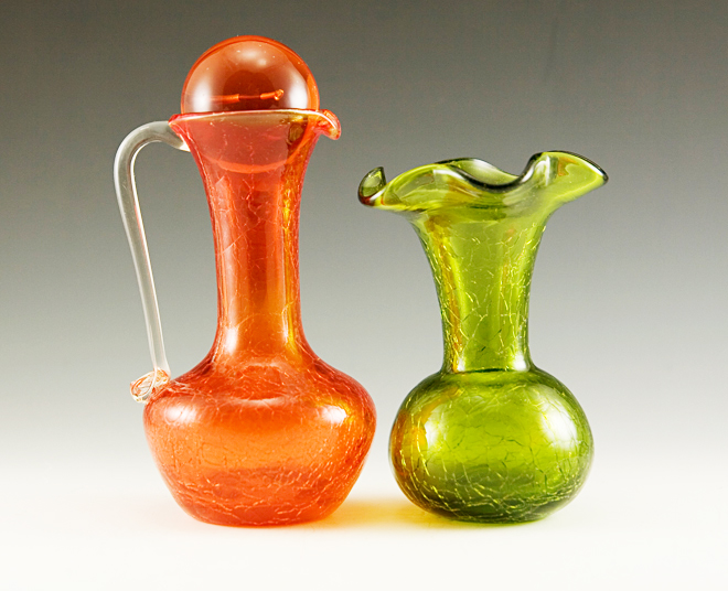 Vintage Crackle Glass Window Vase Hand Blown - Image 3