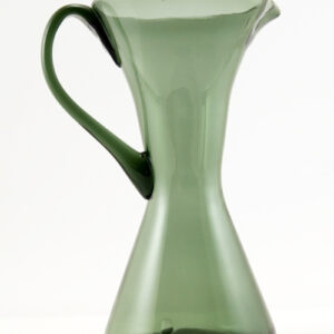 Hand-Blown Vintage Smoked Green Black Glass Beaker Jug