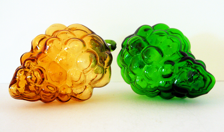 Hollow Glass Big Grape Bunch Pair by Blenko