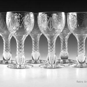 Antique Hollow Stem Heavy Cut Crystal Cocktail Set of 6 Circa 1930's