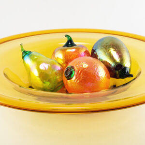 Huge Beautiful Blenko Art Glass Centerpiece Bowl in Wheat 1970s