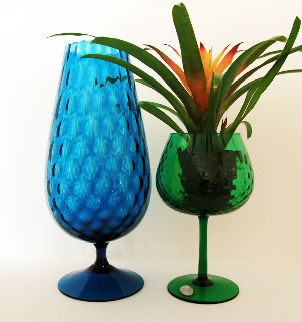 Huge Blue Optic Glass Snifter Goblet - Image 3