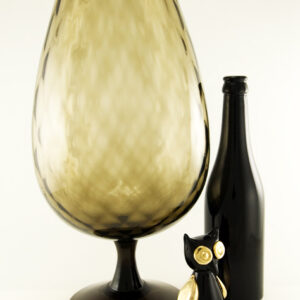 Huge Oversize Brandy Snifter Vase in Blown Black Optic Glass