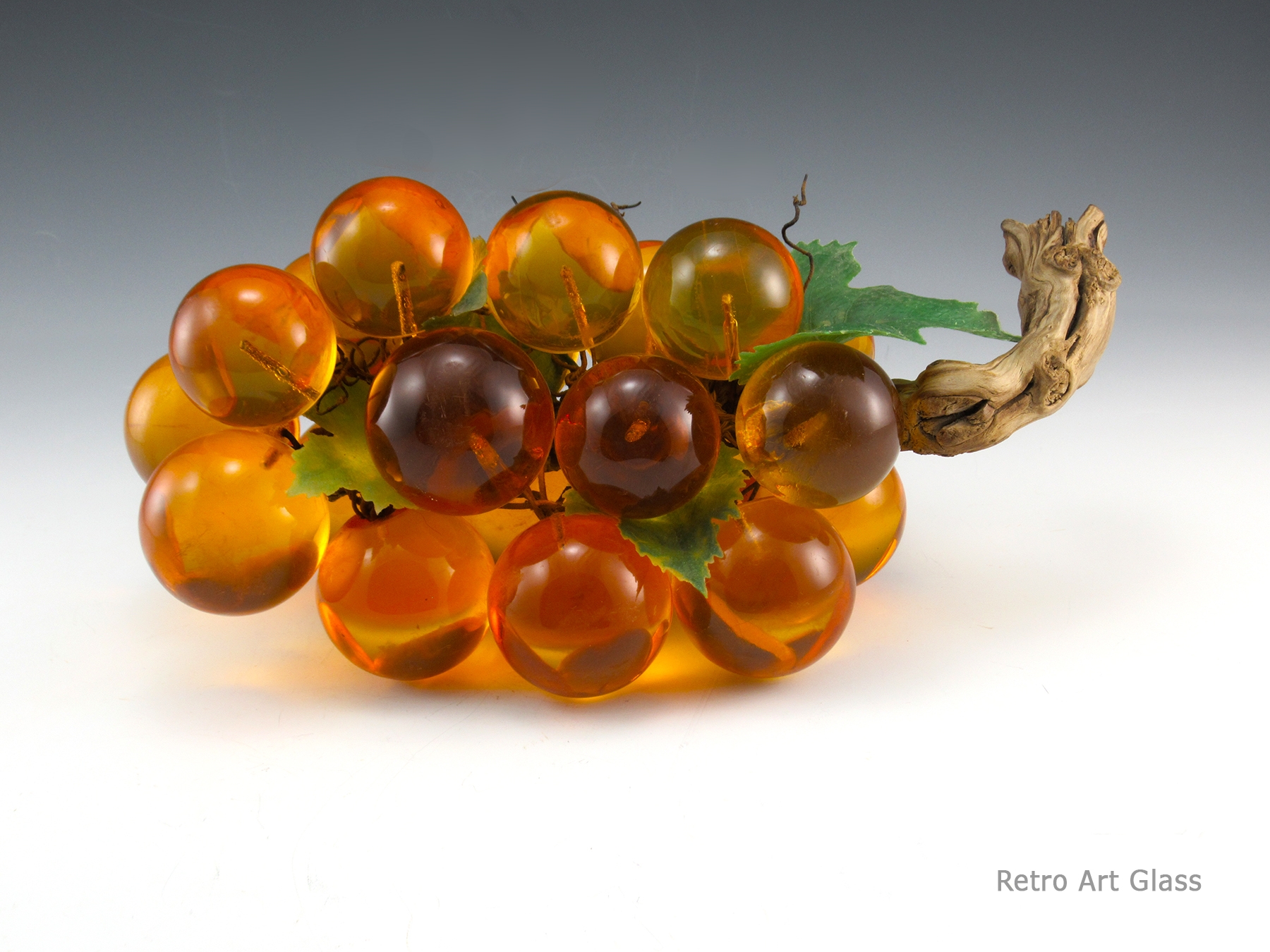 Vintage Orange Lucite Grape Log on Driftwood Near New Condition - Image 4