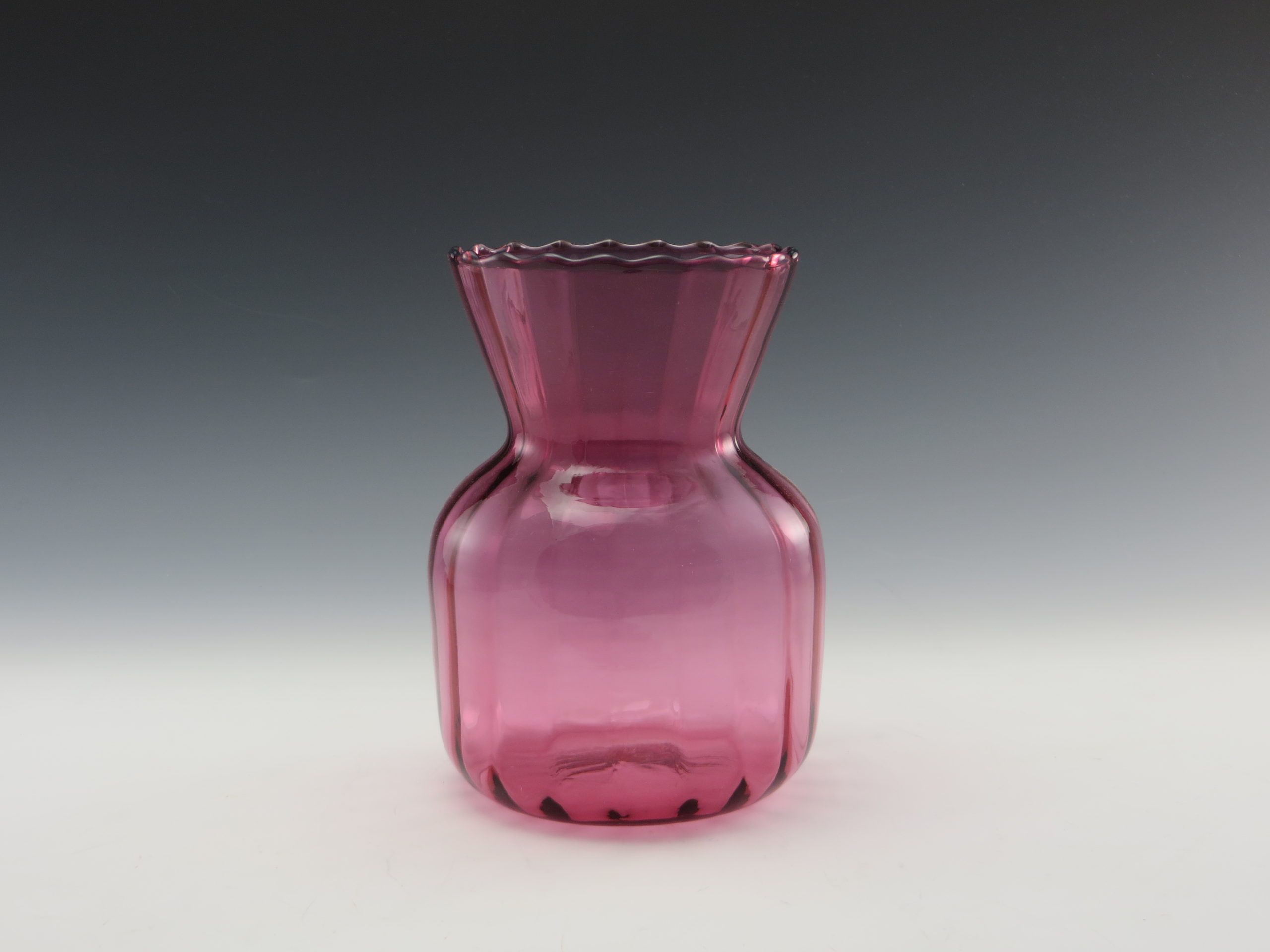 Vintage Bulb Vase Optic Cranberry Glass by Pilgrim USA - Image 4