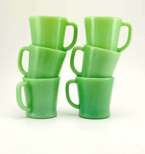 Vintage Fire King Jadeite Mug Set of 6 D Handle - Image 2