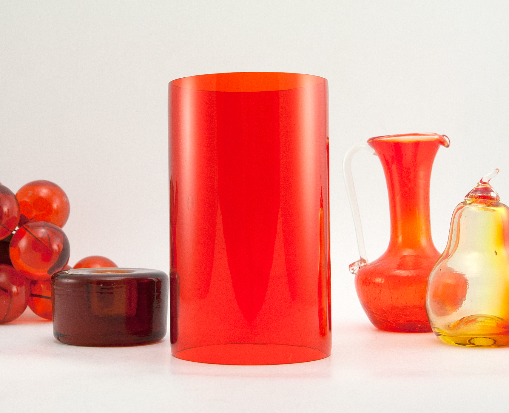 Retro Modern Glass Candle Tube in Tangerine